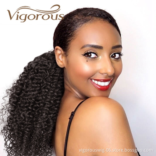 Vigorous Wholesale Cheap Price Middle Long Kinky Curly Adjustable Updo Brown Black Drawstring Synthetic Ponytail Hair Extension